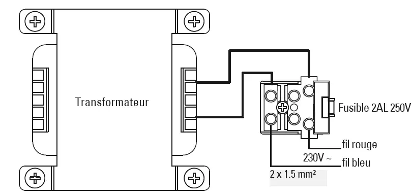 Prise transformateur secteur 230V/24V et 12V pour visiophone et